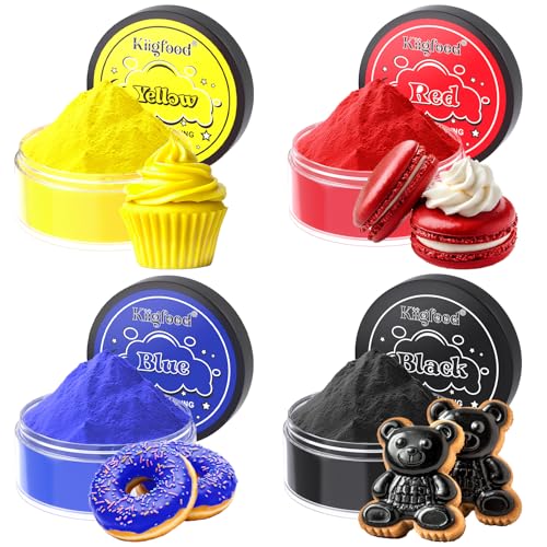 Food Coloring Powder - Kiigfood 4 Colors Vivid Powdered Edible Food Coloring, Upgraded Food Grade Food Dye Powder for Christmas Baking, Cookies, Icing, Cake Decorating, Slime Making - 5g/Bottles