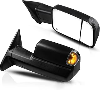 ECCPP Tow Mirrors Towing Mirrors fit for 2011-2018 for Ram 1500 2500 3500 2009-2010 for Dodge for Ram 1500 with Left Right Side Power Adjusted Heated Turn Signal Puddle Light with Black Housing