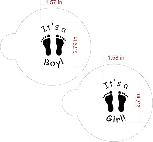 Miniatura 5 de Designer Stencils C064 - Plantilla de galletas It's a BoyGirl - 3.5 pulgadas, Beigesemitransparente