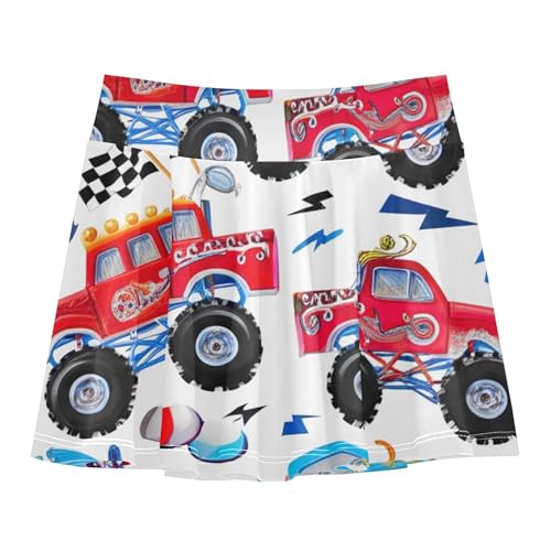 Girls' Shorts Athletic Skorts Colorful Monster Trucks Toddlers Tennis Skirts Pleated Pleated 3t