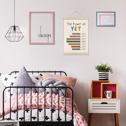 Image of DOI-LANEE The Power of Yet Poster - Motivational Inspirational Wall Decor, Mental Health Therapy Office Decor, Growth Mindset Wall Art for Homeschool Classroom Counselor, 16x12 Inch