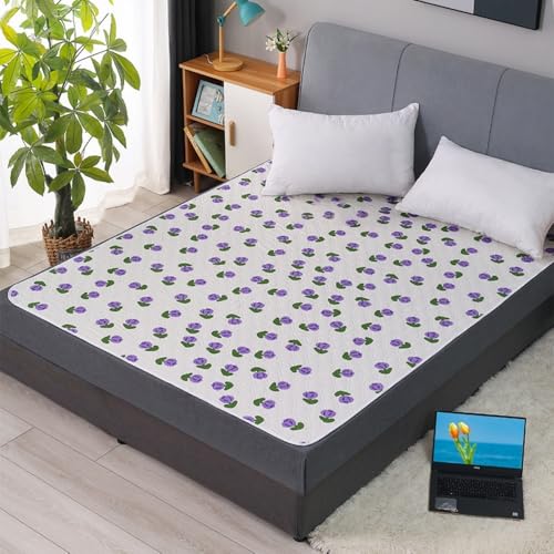 Hearda Empapadores Cama Adultos Lavables, Ultra Absorbente Reutilizable, Empapadores Perros Bebe Anciano, Protector Cama Impermeable Adecuado para Sofás, 1 Pieza (# Tulipanes,180x200cm)