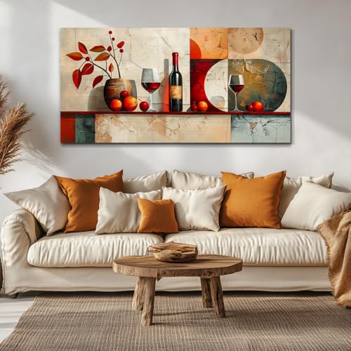 ERQINHUA Wall Art For Kitchen Wall Decor For Living Room Dining Room Decorations Wine Glass Mural Still Life Abstract Pictures Artwork bar Posters Home Decor Wall Painting Ready To Hang 20"x40"