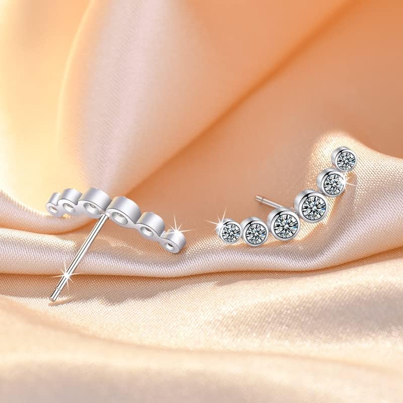 Miniatura 4 de Aretes tipo dormilona de acero inoxidable 316L con seis diamantes y circonita cúbica para mujer. Aretes de imitación de diamantes de moda en oro