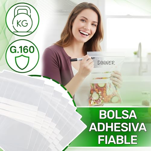 Miniatura 7 de 100 Piezas Bolsas Zip Con Bandas Blancas 16 X 22 Cm Ldpe - Food Safe - Bolsas Con Cierre Zip Para Chuches Congelacion Comunion Alimentos Galletas - Espesor 0,04 Mm G.160 - Onix Tech