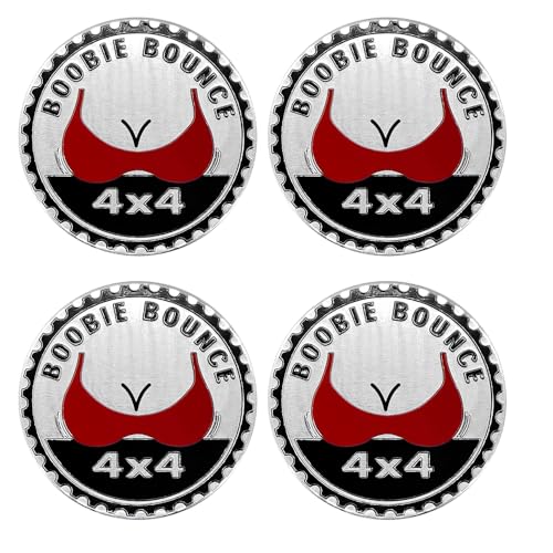 Image of 4Pcs Booble Bounce Badge Rated Car Emblem, 4 x 4 Metal Automotive Badge 3D Metal Car Badges Emblems Round Emblem Decals Car Badge Decals Stickers Compatible for Jeep Wrangler Vehicles Trucks SUV