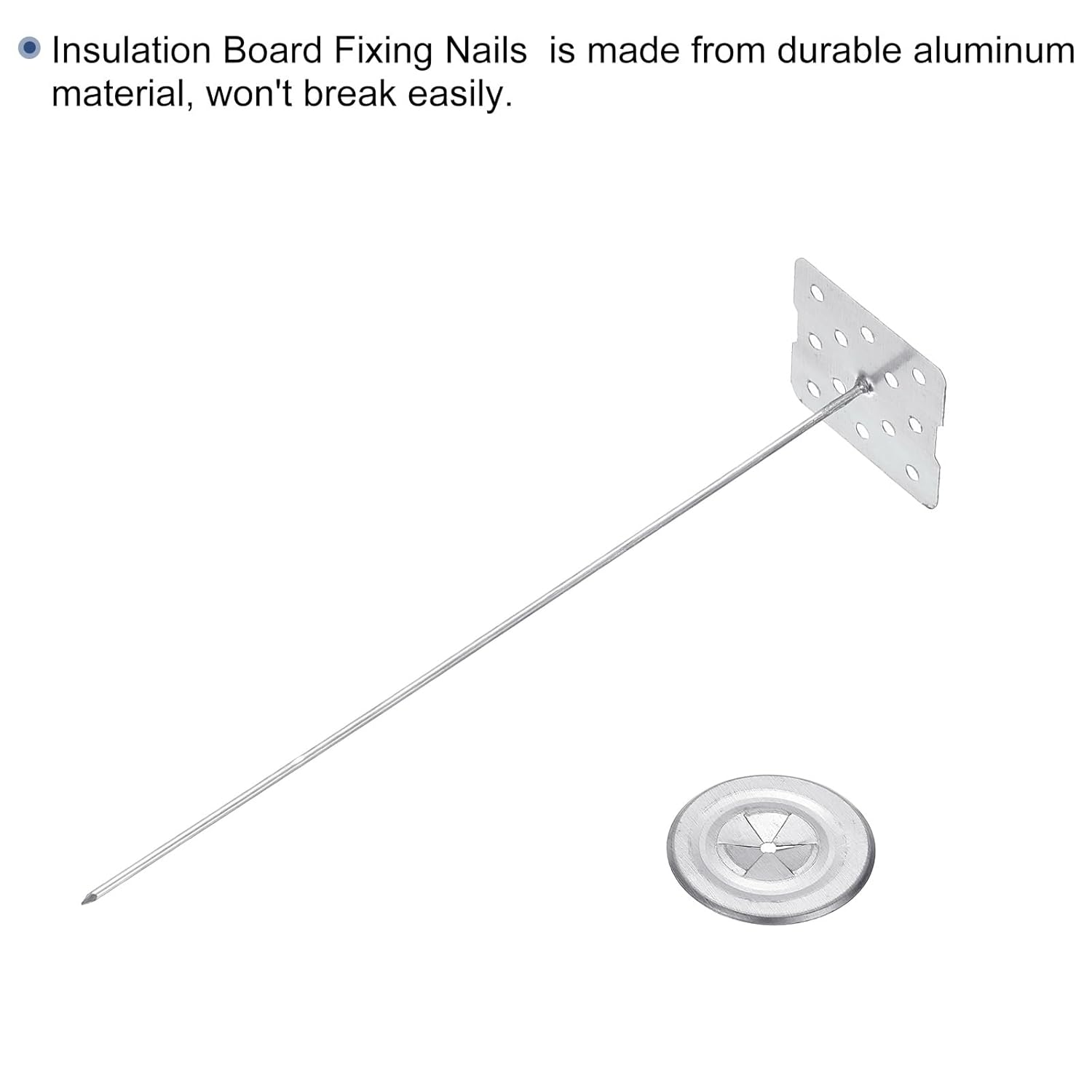 PATIKIL 220mm Perforated Insulation Pins with Round Washer,50 Sets 2in Insulating Nails Wall Plug for Fixing Foam Boards to Wall or Ceiling
