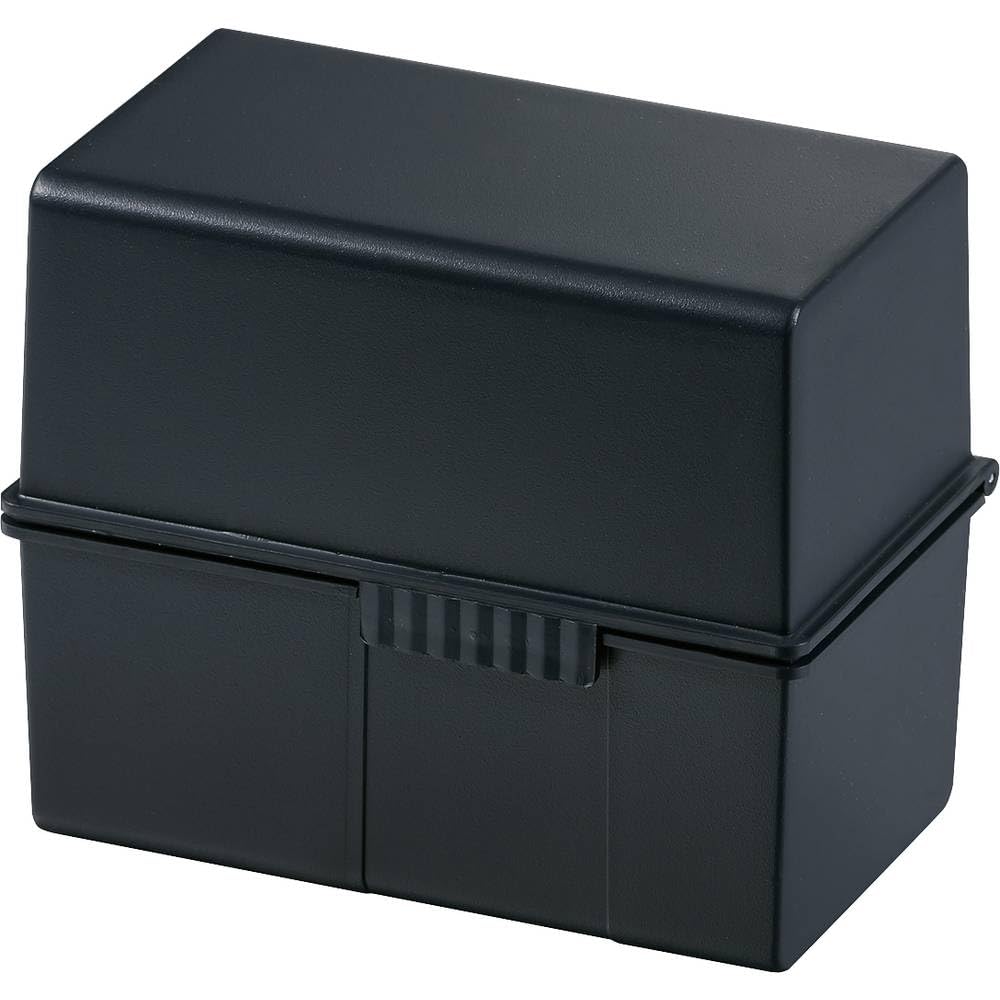 HAN Karteibox DIN A6 quer – innovatives, attraktives Design für 400 Karteikarten mit Stahlscharnier und Schnappverschluss, schwarz, 976-13, 1 STÜCK