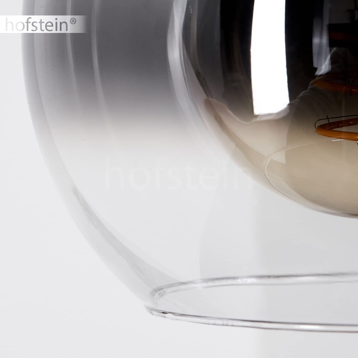 HOFSTEIN Lampada a sospensione moderna in metallo/MDF/vetro in colore Nero/Grigio fumo, lampada con altezza massima di 120 cm, 5 luci, 5 x E27, senza lampadina/e