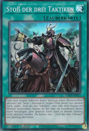 RA03-DE072 - Stoß der DREI Taktiken - Super Rare - Deutsch - 1. Auflage - Quarter Century Bonanza - mit LMS Trading Fieldcenter-Karte Yugioh