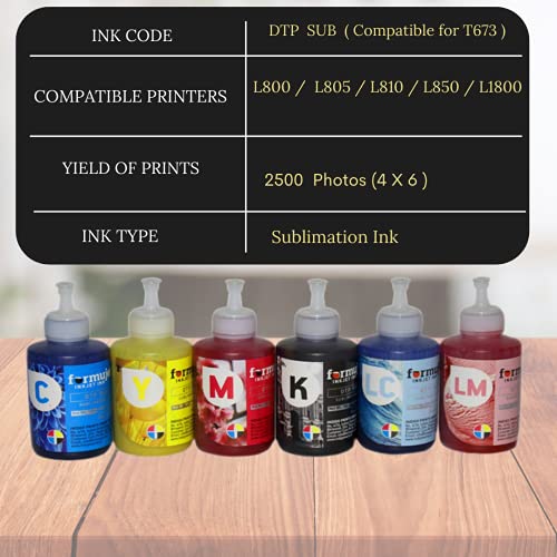 Formujet Sublimation Ink DTP SUB Compatible for Epson L800, L1800, L805, L850, L810, R230, Epson T60, EpsonTx 700, Tx 720, Epson 1390 for Heat... - Image 4