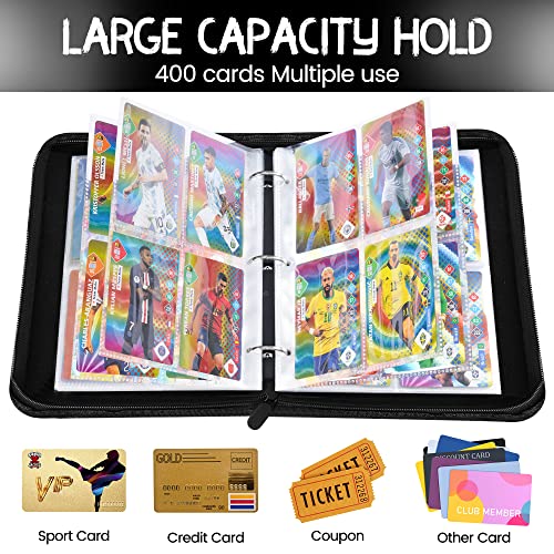 Trading Card Album for Football Binder Card Holder, Fits 400 Cards with 50 Removable Sleeves, Carrying Case Binder Album - Image 4