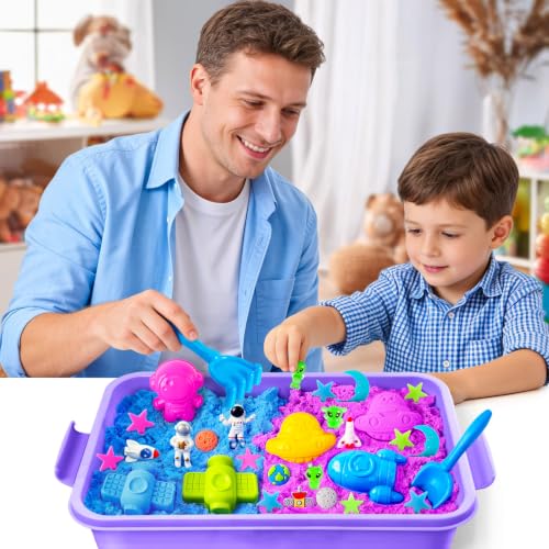 Image of Sensory Bin Space Kit with Sensory Sand | Play Sand, Pretend Play Beach Toy, Sandbox for Girls and Boys