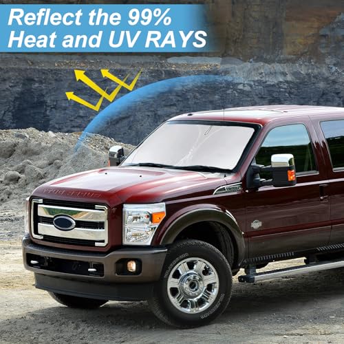 Sunshade for Ford F250 Windshield Sun Shade for Ford Super Duty F350 F450 F550 2008-2015 2016 F-450 F-550 2Door 4Door Pickup Truck Accessories Front Window Shield Windshield Cover Reflector Sun Visor
