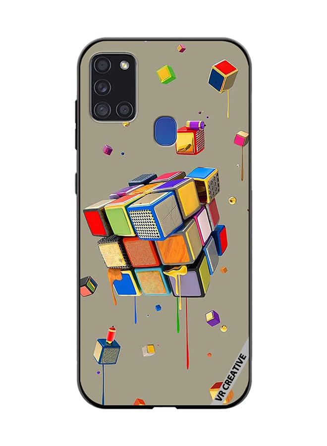 VR Creative Protective Case Cover For Samsung Galaxy A21s Dice Design Multicolour