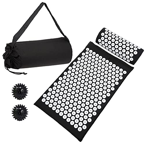 Acupressure Mat with Pillow Ball Set for Relieving Stress Back Neck Pain Health Care Yoga Mat Massage Mat Pillow Ball