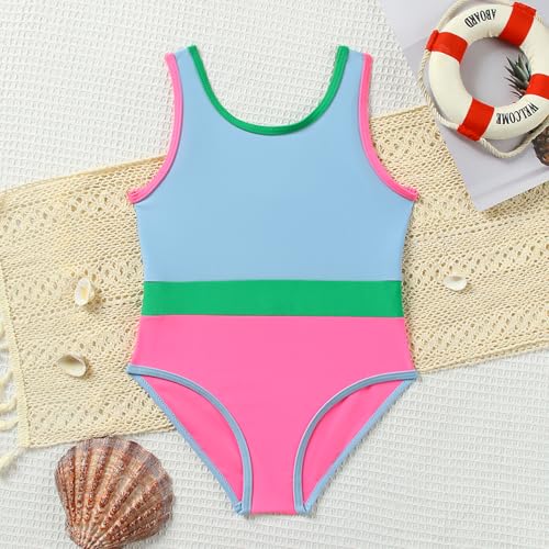 Toddler Girl Swimsuit Candy Color One-Piece Swimwear Girls Color Block Bathing Suit Summer Bikini Set 1-6 Years2