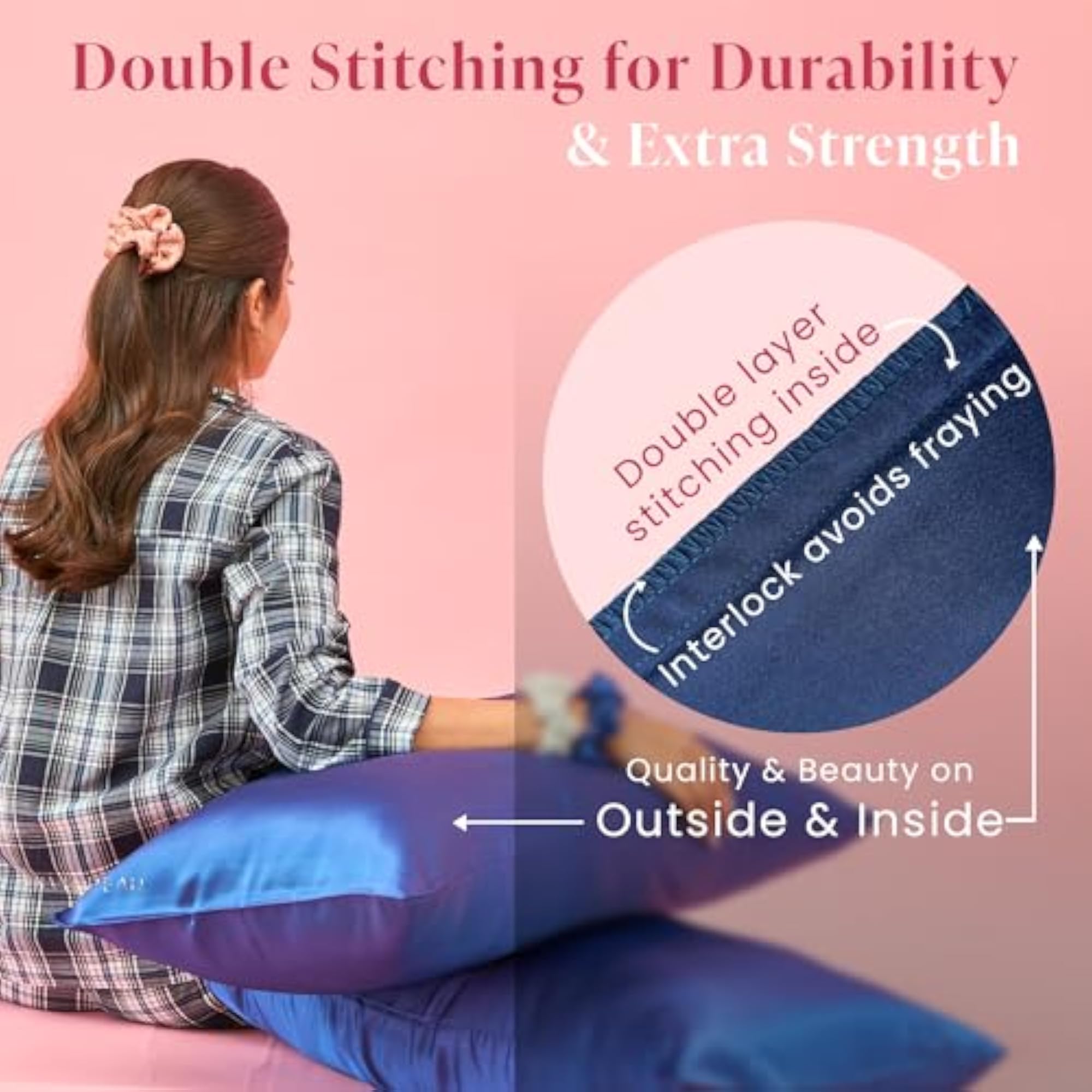 Luxury Solid Satin Pillow Covers + 3 Scrunchies