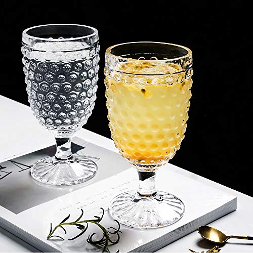Everest Global Hobnail Beverage Glass Goblet Water Glasses Set Of 6, 13 Oz For Iced Tea Soda Wine Milk Coke Bubble Juice And Beer Perfect For Dinner Table Parties Bars Restaurants (Crystal Clear) #TOP6