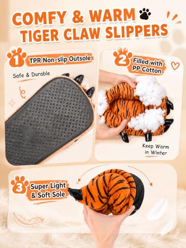 Image of acdiac Unisex Soft Monster Claw Slippers Fun Dino Slippers Animal Paw Shoes For Men Women Boy Girl With Home Halloween Party Cosply Costume Footwear