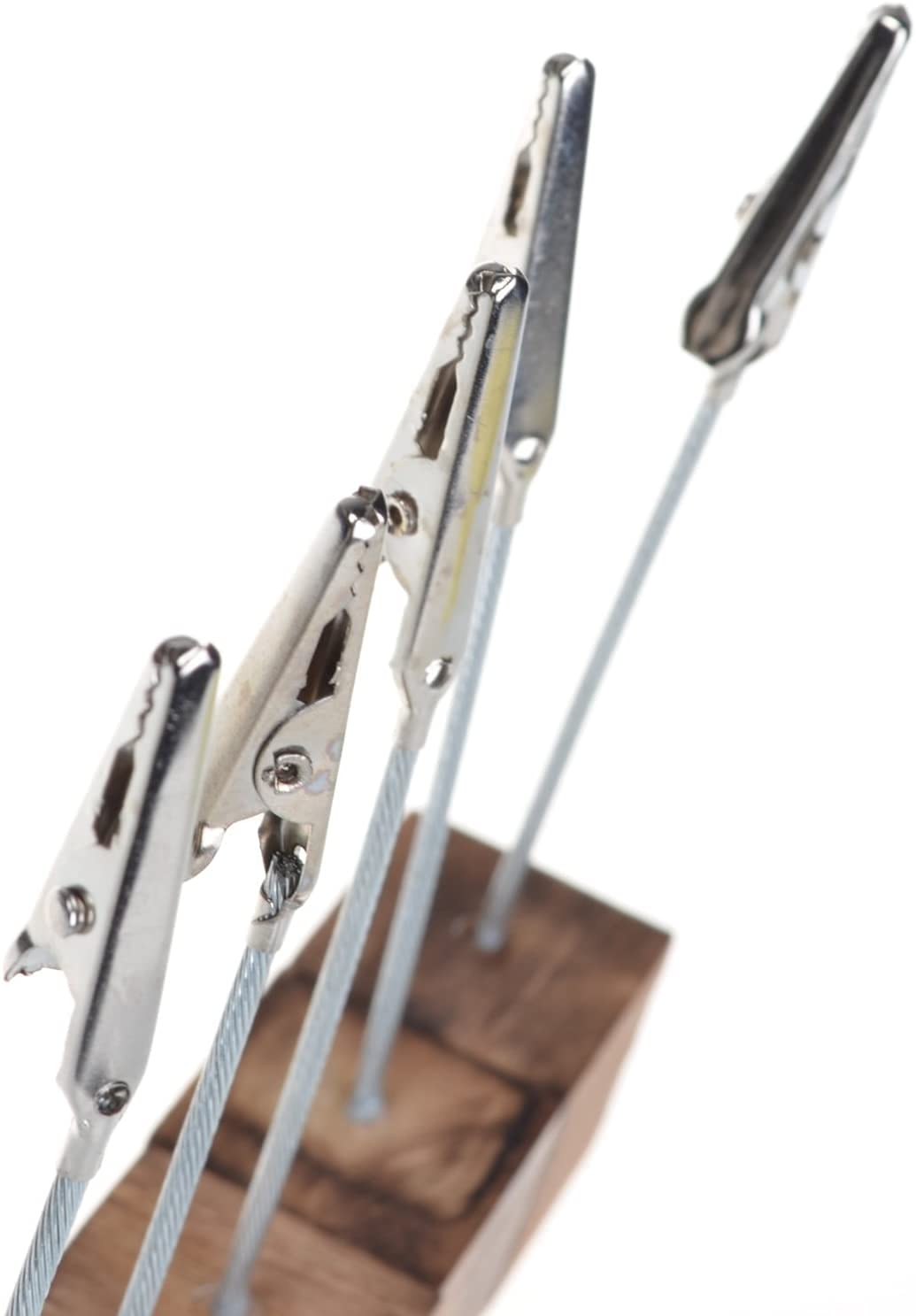 10 Pcs Lightweight Cube Base Memo Clips Holder with Alligator Clip Clasp for Displaying Number Cards (Wooden Base)
