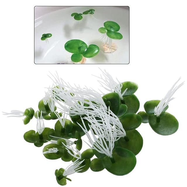 Foto 3 de 8 de UNTERING Paquete de 18 lentejas de agua flotantes artificiales con adornos verdes para peceras
