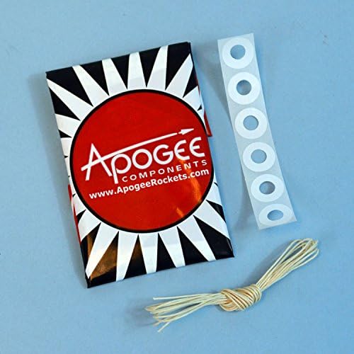 Apogee Components packaging, recovery wadding, and shock cord for model rocket assembly