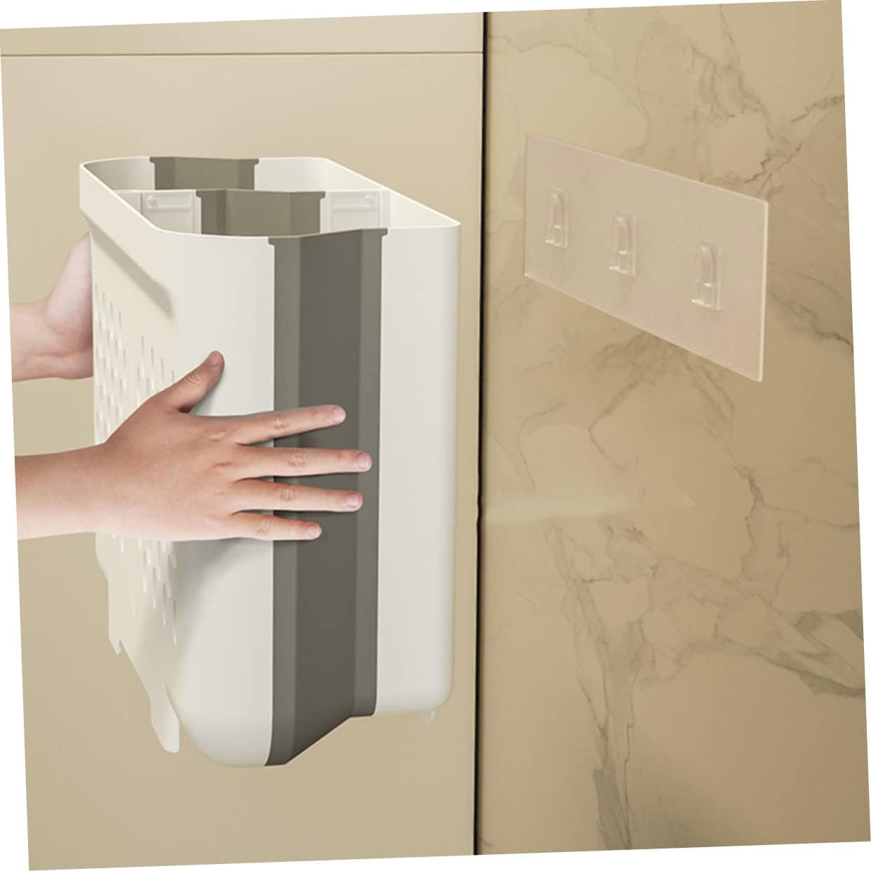 PRETYZOOM Foldable Wall Hanging Laundry Basket Double Compartment Large Capacity Sundries Storage Holder for Household Clothes and Organizing Laundry Hamper