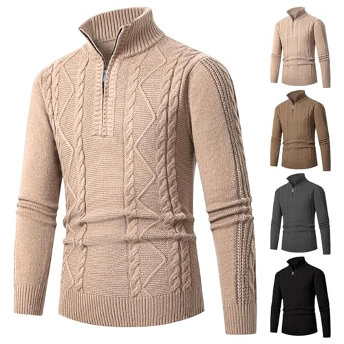 Cambkatl Men's Cable Knit 1/4 Zip Turtleneck Sweaters Slim Fit Long Sleeve Cozy 2025 Fall Winter Pullovers Jumper Tops2