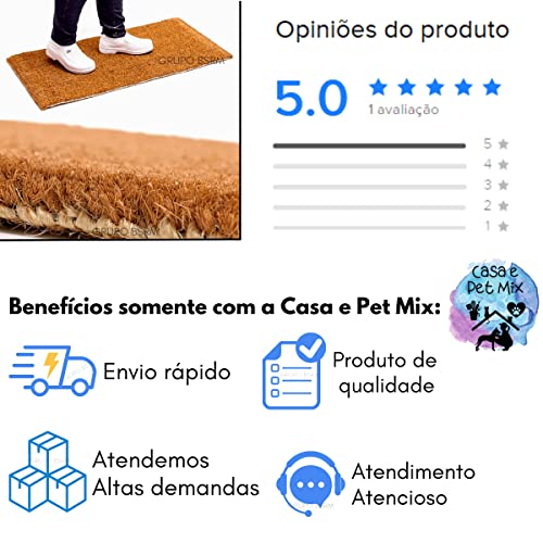 Capacho de Fibra Coco Tapete Porta Entrada cm 100x50 Grande Limpeza Oferta Natural Portas Feito Pé C