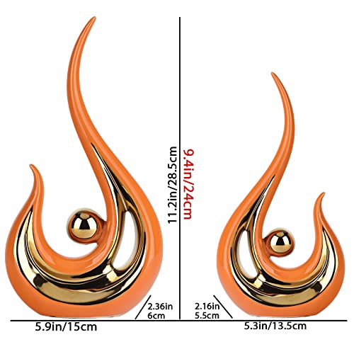 Dovdov Modern Art Abstract Statues, Ceramic Statues, Orange And Gold Home Decor, For Living Room Coffee Table Decor, Home Office, Bedroom Decor, Dining Table Decor And Accessories #TOP1