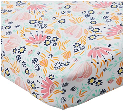 Image of HonestBaby Girls Organic Cotton Changing Pad Cover, Flower Power, One Size