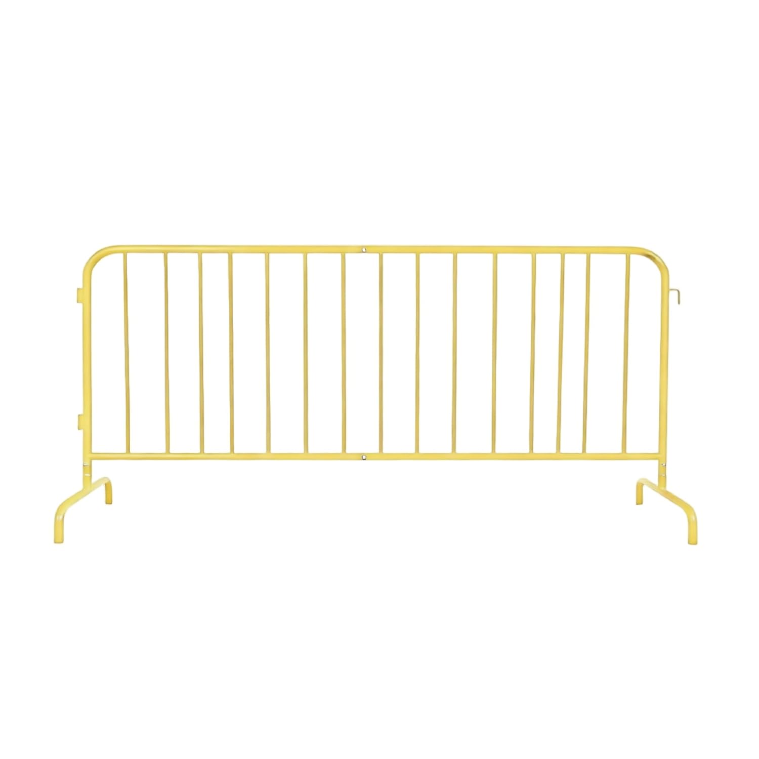 5.5 Ft. Heavy Duty Interlocking Steel Barricade, Galvanized Metal Crowd Control Barrier with Bridge-Style Base, Portable Fence Panel for Event Security & Traffic Management, Outdoor/Indoor, Yellow