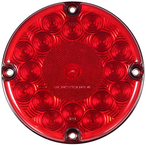 Partsam 2Pcs 7 Inch Round Led Trailer Tail Lights Red 17 Led W/Inner Reflex Lens Submersible Truck Trailer Bus Rv Ute Utv Motorhome Rear Stop Turn Tail Brake Lights Lamps Sealed Surface Mount 10-30V #TOP6