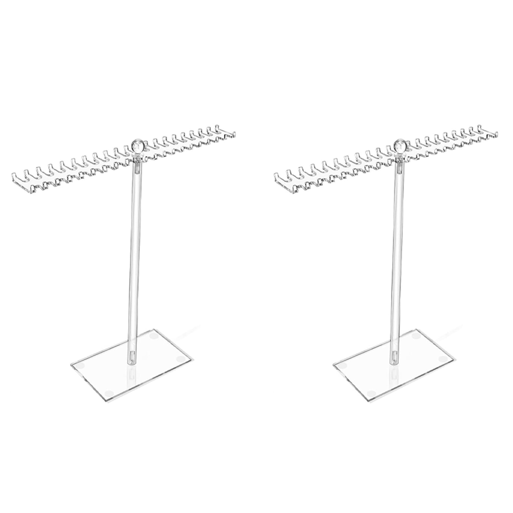 Vjsujehgy 2X Acrylic Necklace Organizer, Clear Necklace Holder Stand, Jewelry Organizer Display Hanger Rack with Bilateral Hooks