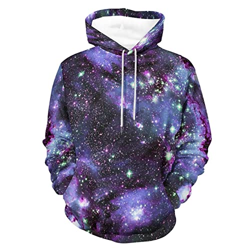 Hoodie Galaxy Purple UMENG pour homme et femme, sweat à capuche violet imprimé espace taille S