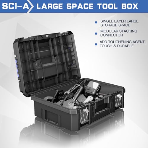 Image of 5 Tier Stackable Tool Box with Wheels,Rolling Tool Box with Drawers,Modular Tools Organizer,Portable Tool Box with Transparent Parts Box,Large Capacity Toolbox,for Garage Storage,Home and Repair Shop