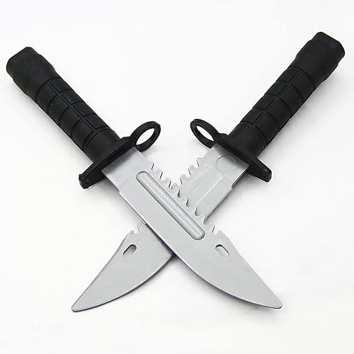 Miniatura 8 de zonzxcv 2 cuchillos falsos de daga de plástico de juguete, no afilado, la seguridad no daña la longitud de 9 pulgadas (con anillo)