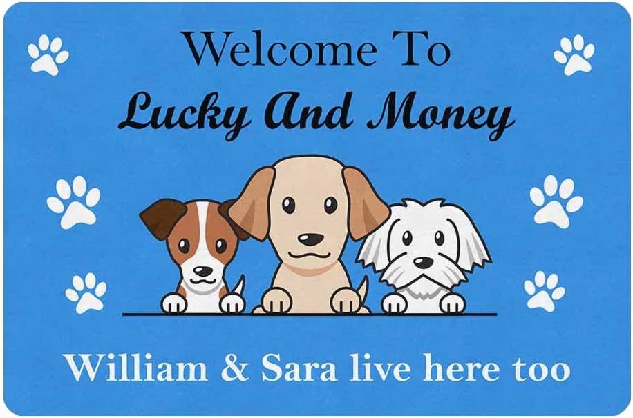 Customized Pet's Name Doormat. Funny Door Mats Outdoor, Welcome Door Mat, Non-Slip Door Mat Indoor, Gift for Family & Friends. (24"X16", Doormat 03)