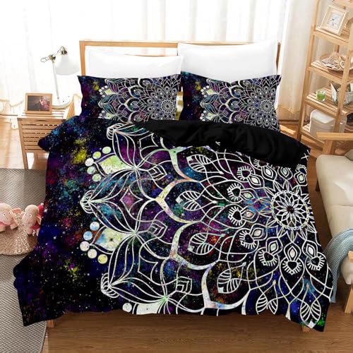 Abojoy Bohemian Mandala Duvet Cover Set Queen Size cover