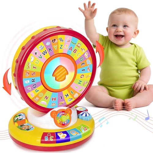 Learning Toy for 1 2 3 Year Old Boys Girls, Spin and Sing Alphabet Musical Toys with Light and Animal Sounds, Interactive Games for Toddlers 12-18...