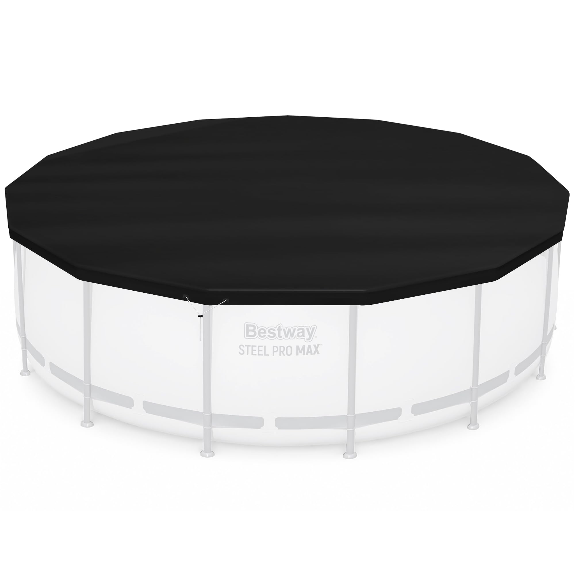 bestway round pool cover accessory for 15 foot above ground framed swimming pools and round inflatable ring pools, black (cover only)