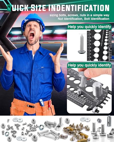 Bolt Gauge (Metric And Sae) For Quickly Sizing Nuts And Bolts, Plastic Measuring Tool, Easy To Read Size And Thread Gauge
