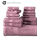 LANE LINEN 100% Mercerized Cotton Luxury Bathroom Towel Set - 16 Pcs - Super Soft, Fluffy & Highly Absorbent - 4 Bath Towels, 8 Washcloths, 4 Hand Towels - Pre Shrunk, Pet Friendly - Wishful Mauve