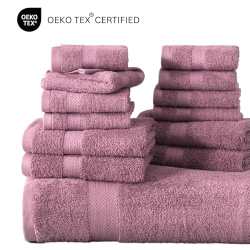 Image of LANE LINEN Bath Towel Set Absorbent Quick Dry 100% Cotton - Wishful Mauve