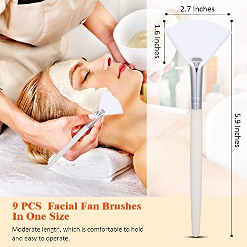 Image of 9 Pieces Facial Fan Mask Brushes, Soft Facial Applicator Brushes Tools for Peel Glycolic Makeup for Mud Cream(White, Yellow)