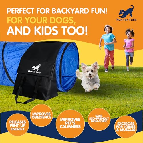 image for Fun for Tails 20-Foot Dog Tunnel or Agility Tunnel with Rope and Tenni
