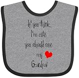 inktastic Cute Grandpa Baby Bib Heather and Black 2b01