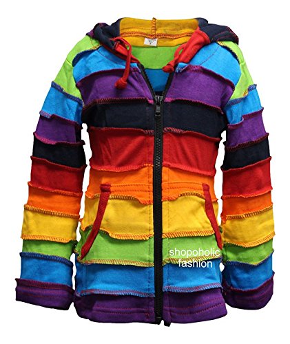 Shopoholic Fashion Children Pixie Colorful Hippie Striped Hoodie Hippy Boho Kids Sweater Jacket2