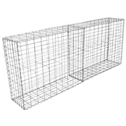 Monster Shop Gabion Baskets Galvanised Steel Cages Stone Mesh Wire Outdoor Basket Spiral Retaining Wall Planter Garden / 100 x 95 x 30cm / 2 Pack…